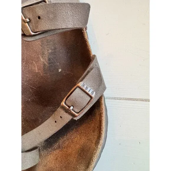 Birkenstock Women’s Brown Leather Thong Sandals Size 9 Boho Comfort Cork Footbed - Picture 5 of 6